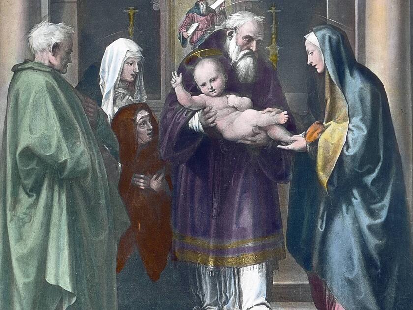 Weihnachten: "Darbringung Christi im Tempel", Gemälde von Fra Bartolomeo um 1516.