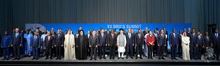 Präsident Xi Jinping mit Teilnehmern der BRICS - Konferenz in Johannesburg