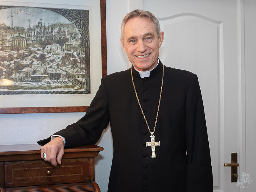 Erzbischof Georg Gänswein in der Nuntiatur in Vilnius, Litauen.