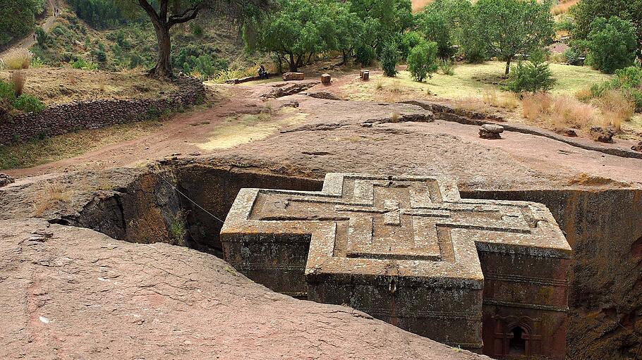 Weltberühmte in den Felsen gehauene Kirche in Lalibela