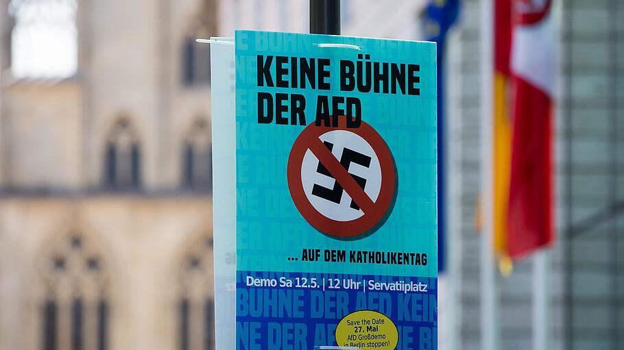 Plakat gegen eine Teilnahme der AfD am Katholikentag