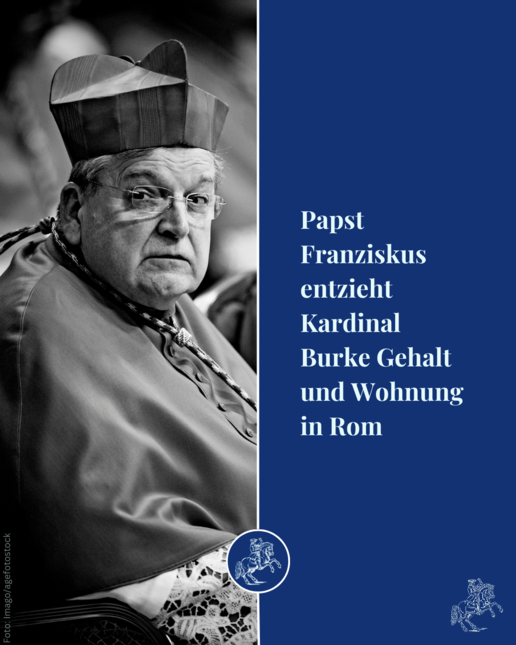 Papst Franziskus entzieht Kardinal Burke Gehalt und Wohnung