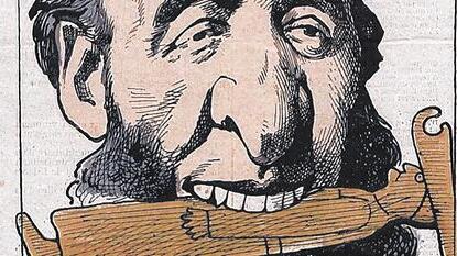 Jules Ferry verspeist auf dem Titelblatt des Satiremagazins von "La petite lune" einen Kleriker in Brotform.