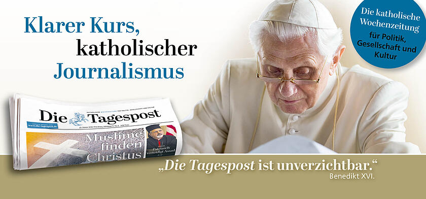 Tagespost Banner mit Benedikt XVI.