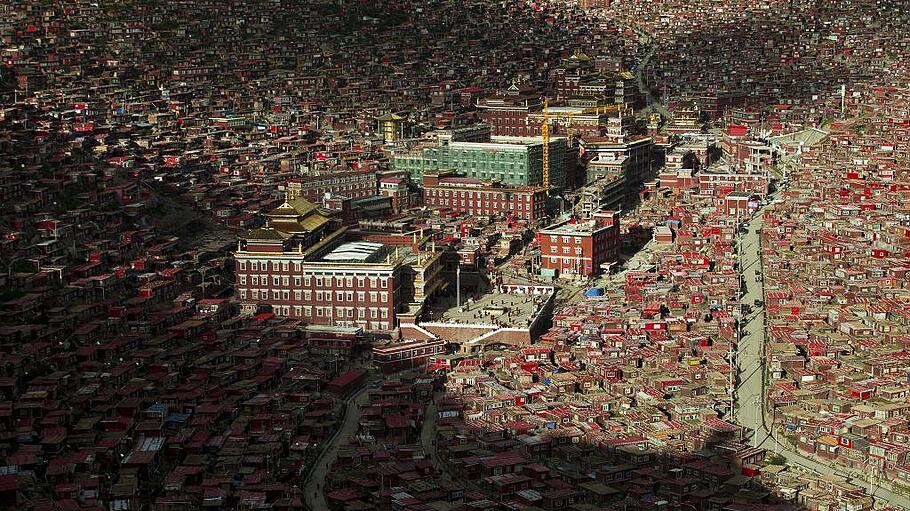 A view shows the settlements of Larung Gar Buddhist Academy in Sertar County of Garze Tibetan Autonomous Prefecture