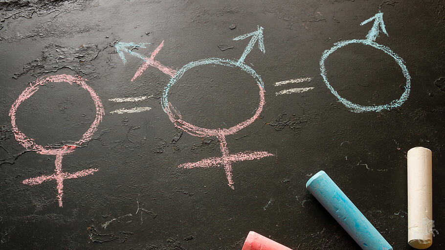 Gendersymbole auf einer Tafel