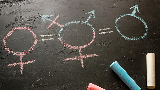 Gendersymbole auf einer Tafel