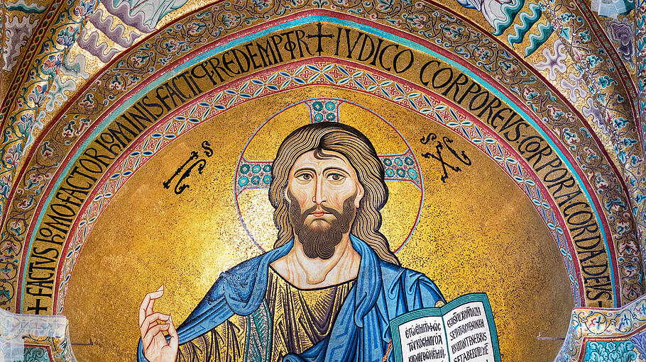 Christus Mosaik in der Kathedrale von Cefalù in Sizilien