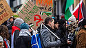 Demonstranten bei der zweite Nationale Propalästinensische Kundgebung in Basel