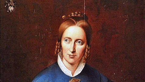 Sie geh&ouml;rte zu Carl Schmitts literarischen Vorbildern: Annette von Droste-H&uuml;lshoff (1797-1848, Portr&auml;t von Johann Sprick).