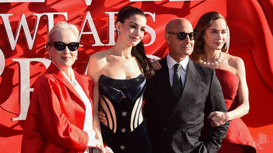 Meryl Streep, Anne Hathaway, Stanley Tucci und Emily Blunt bei der Europapremiere des Films &bdquo;Der Teufel tr&auml;gt Prada 2&ldquo; in London.