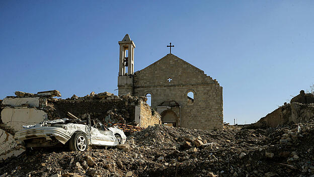 Zerstörte katholische Kirche im Libanon, 2025