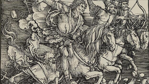 Albrecht Dürer, German, 1471-1528, The Four Horsemen, between 1497 and 1498, woodcut printed in black ink on laid paper,
