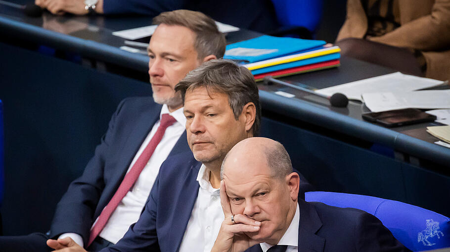 Lindner, Habeck und Scholz im Bundestag