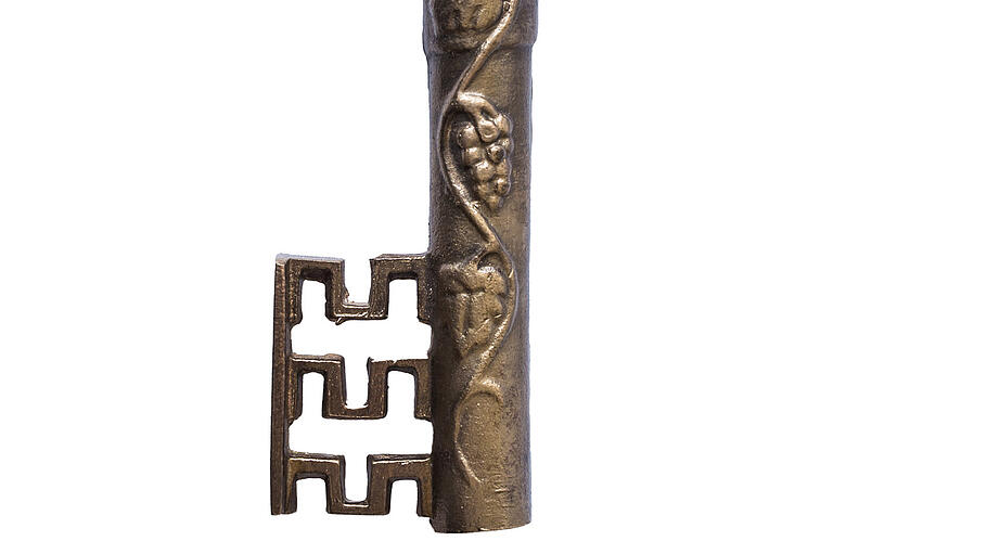 old decoration key on white