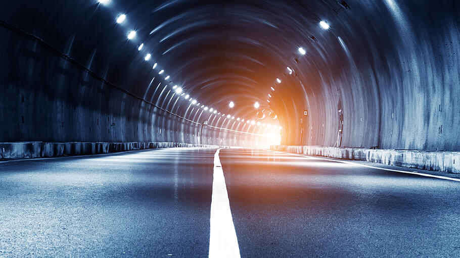 Abstract car in the tunnel trajectory