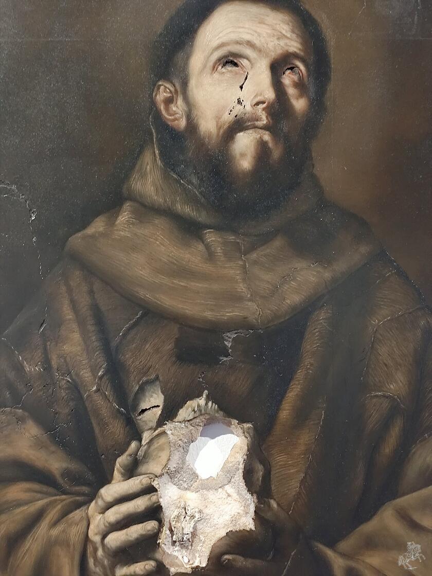 Nicola Samorì (Forlì, *1977), Crudo sasso, 2025 Öl auf rosa Onyx (Leihgabe des Künstlers).