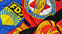 Relikte der DDR, originale alte DDR-Fahnen aus der Zeit um 1980.