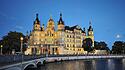 Das Schweriner Schloss am Abend der Landtagswahl