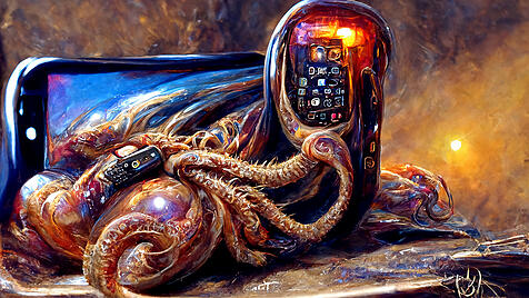 KI-Illustration der Smartphonesucht