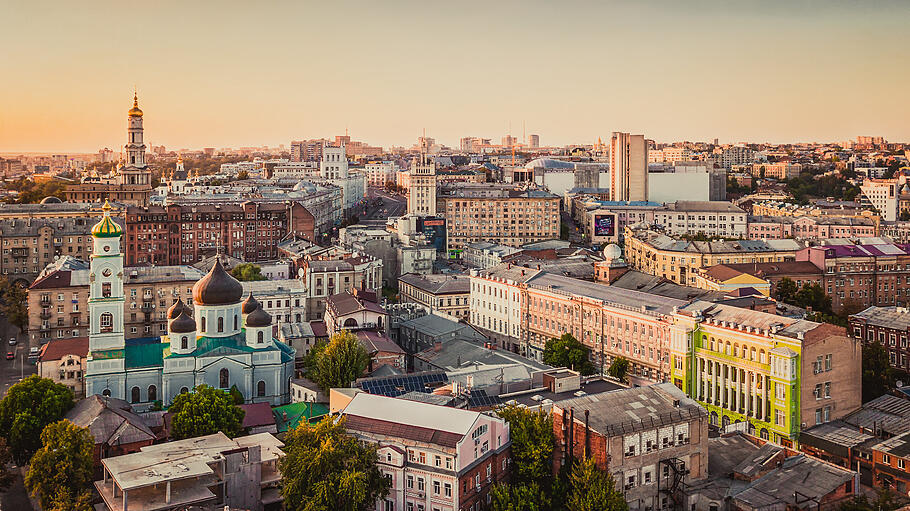 Kharkiv Ukraine panorama of the city from a height