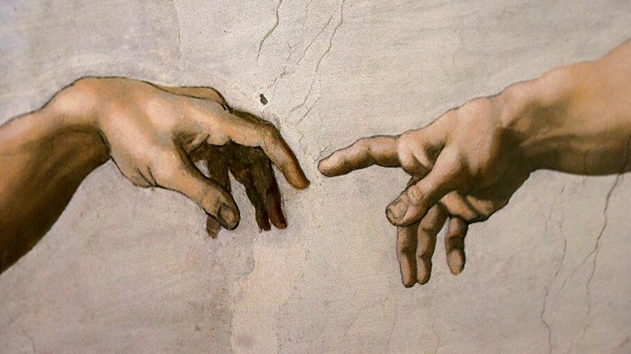 Ausschnitt aus Michelangelos "Erschaffung des Adam".