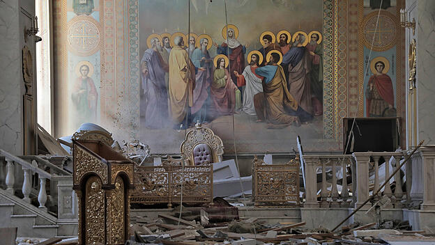 Die orthodoxe Kathedrale von Odessa nach Raketenagriff