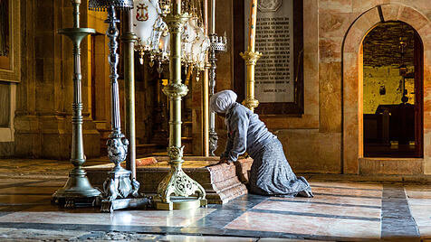 Leere Grabeskirche in Jerusalem