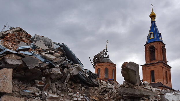 Orthodoxe Kirche in Orikhiv, die von russischen Raketen zerst&ouml;rt wurde
