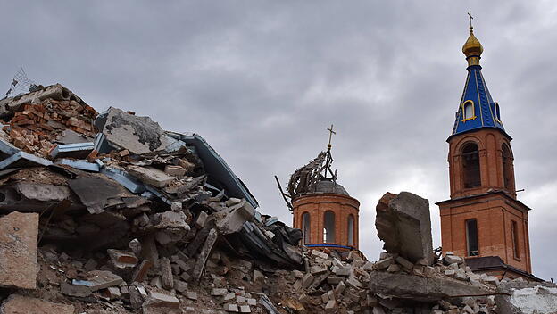 Orthodoxe Kirche in Orikhiv, die von russischen Raketen zerstört wurde