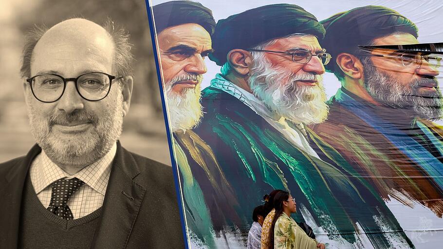 Plakat mit iranischer Führungsdynastie im Kaschmir