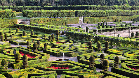 Der Garten von Schloss Villandry an der Loire.