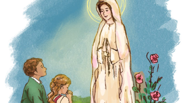 Andächtig knieten Leni und Maxi vor der Gottesmutter