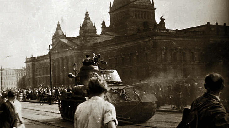 Sowjetischer Panzer in Leipzig am 17. Juni 1953.