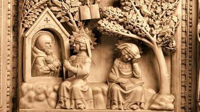 Darstellung aus der Grabeskirche des Heiligen, der Basilica di San Pietro in Ciel d'Oro in Pavia.