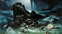 Selbst der Engel (unten rechts) erträgt die Gewalt der Flut nicht: Francis Danby, „The Deluge“, 1840.