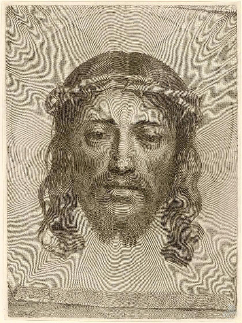 Zu den druckgrafischen Schätzen der ALBERTINA gehört auch Claude Mellans Kupferstich „Das Schweißtuch der Veronika" (1649), den der Künstler aus einer einzigen, spiralförmig geführten Linie schuf.