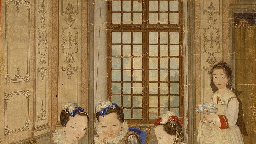 Chinesische Damen beim Brettspiel