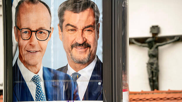 Wahlplakat mit Friedrich Merz und Markus Söder