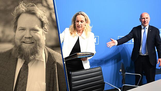 Politikredakteur Sebastian Sasse, Kai Wegner,  Sarah Wedl-Wilson