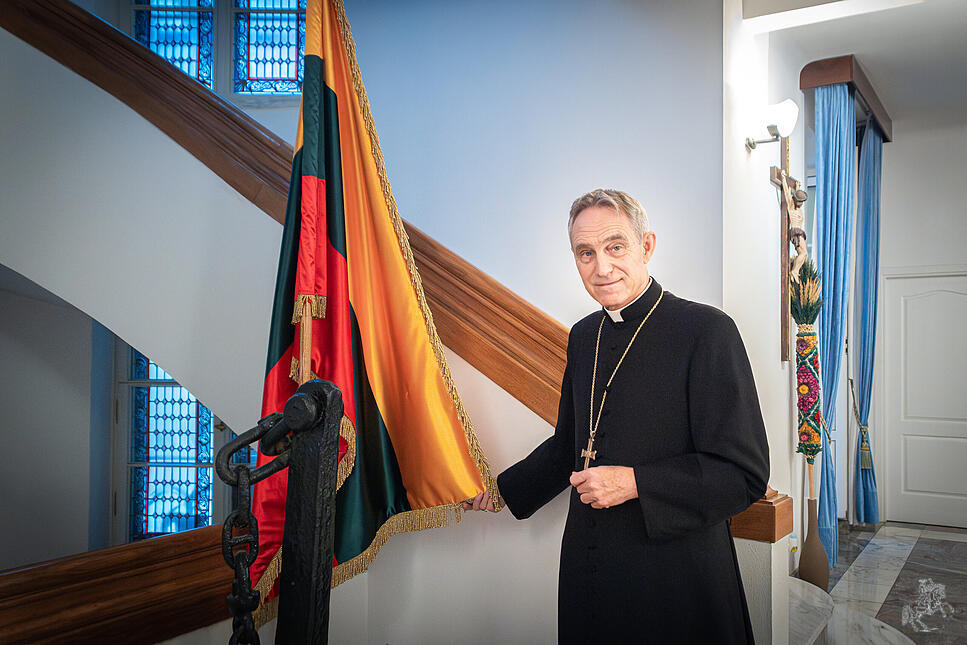 Erzbischof Georg Gänswein in der Nuntiatur in Vilnius, Litauen.