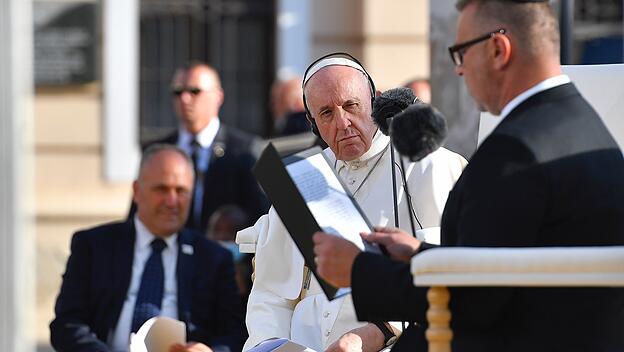 Papst Franziskus mit Vertretern der J&uuml;dischen Gemeinschaft