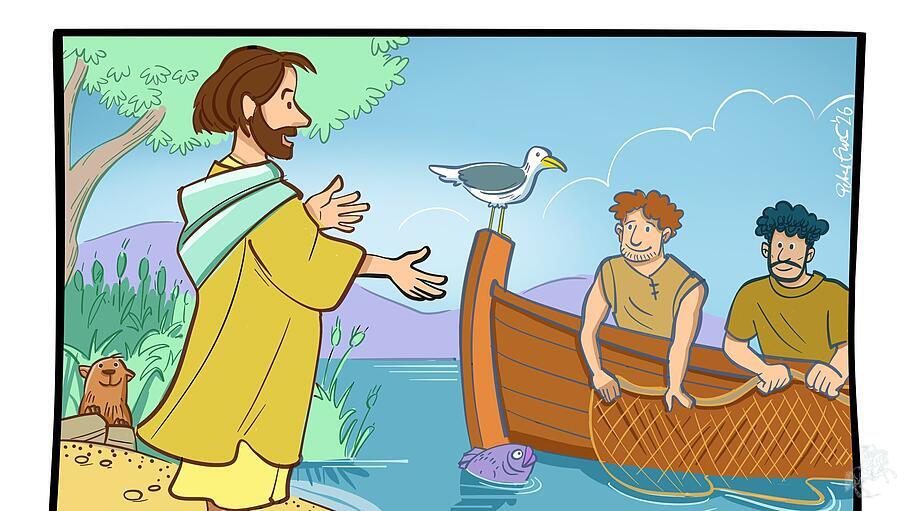 Jesus macht seine Jünger zu Menschenfischern.
