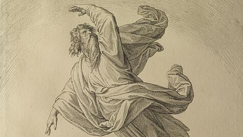 Der Schöpfergott: Künstler mit leichter Hand. Eine Tintenzeichnung aus dem 19. Jahrhundert.
