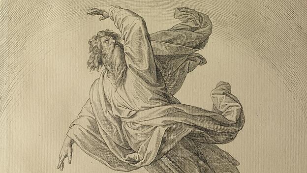 Der Schöpfergott: Künstler mit leichter Hand. Eine Tintenzeichnung aus dem 19. Jahrhundert.