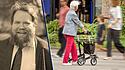 Streit um Rente: Alte Frau mit Rollator und junge Menschen auf der Straße