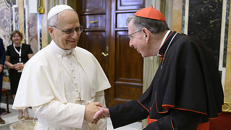 Kardinal Koch mit Papst Leo