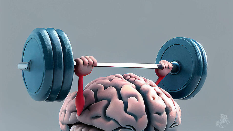 Ein Gehirn beim Gewichtstemmen