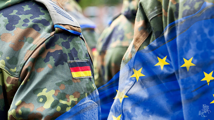 Duetsche Soldaten mit EU-Flagge
