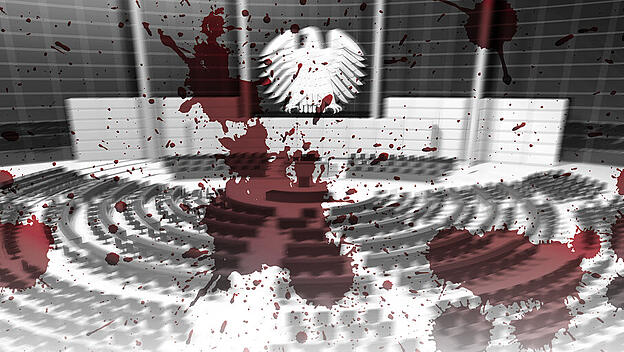 Collage Bundestag Blutbad